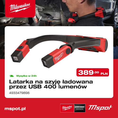 Milwaukee latarka na szyję 4933479898 ładowana przez USB 400 lumenów - kupisz na mspot.pl