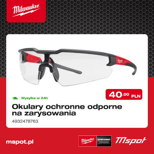 Okulary ochronne odporne na zarysowania 4932478763 Milwaukee - kupisz na mspot.pl