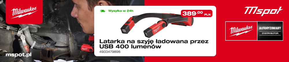 Milwaukee latarka na szyję 4933479898 ładowana przez USB 400 lumenów - kupisz na mspot.pl